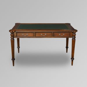 Empire Writing Desk in Chestnut with Green Faux Leather