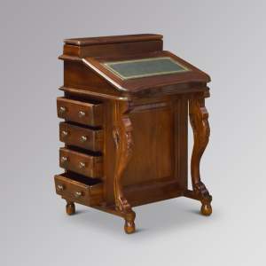 Davenport Writing Bureau - Chestnut and Green Faux Leather
