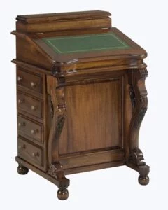 Davenport Writing Bureau - Chestnut and Green Faux Leather