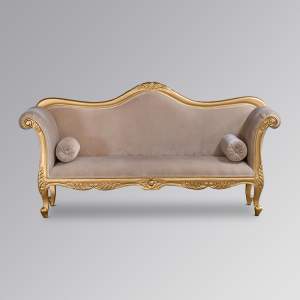 Louis XV Carmeaux Chaise Longue - Gold Leaf Frame with Glamour Velvet Upholstery