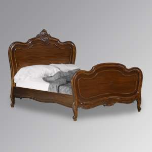 Louis XV Cadice Sleigh Bed - Chestnut Colour