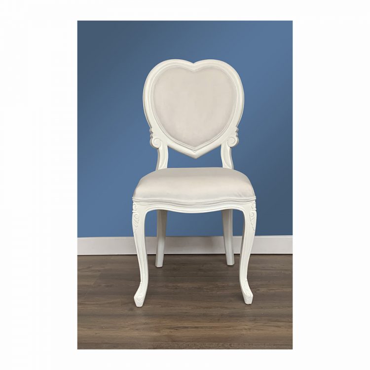 Louis XV Medee Bedroom Chair - French White and White Velvet Upholstery - Island Furniture Co