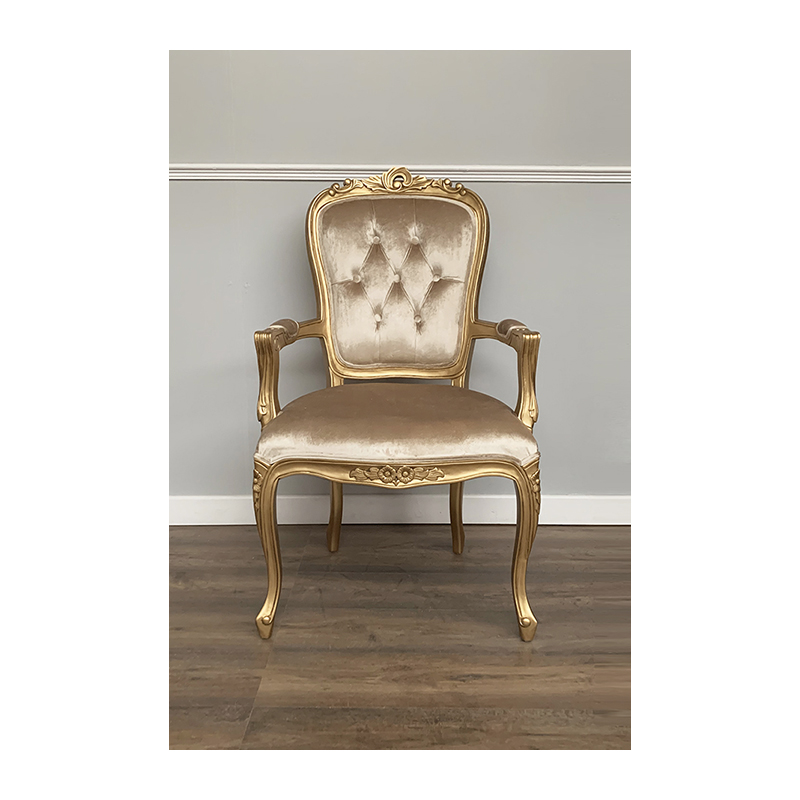 French Furniture Elise French Louis Gold Armchair    Wine Velvet upholstery
