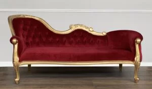 Versailles Gold Chaise Longue in Red Velvet