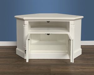 Versailles TV Corner Unit with Flutted Columns in French White