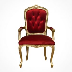 louis xv elise bedroom chair gold frame plush red velvet upholstery