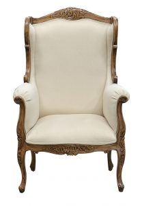 Louis Xv Wing Chair - French Oak & Oatmeal
