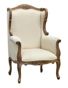Louis Xv Wing Chair - French Oak & Oatmeal