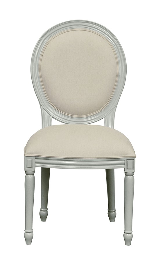 Louis Xv Oval Chair - Pavilion Grey & Oatmeal Linen - Image 2