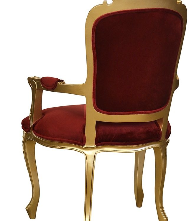 French Furniture Elise French Louis Gold Armchair    Wine Velvet upholstery
