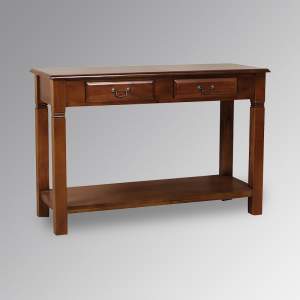 Two Drawer Shelf Hall Table in Chestnut