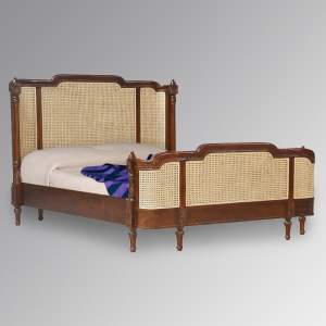 Louis XV Monceau Rattan Sleigh Bed in Chestnut