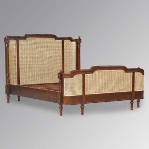 Louis XV Monceau Rattan Sleigh Bed in Chestnut