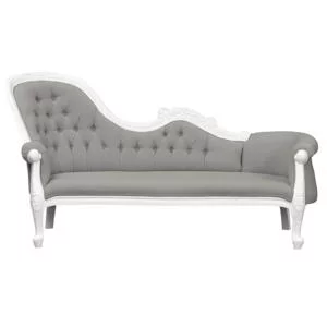 French White Chaise Longue in Grey Twill