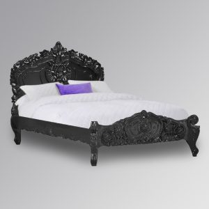Rococo Sleigh Bed in French Noir - 4ft6