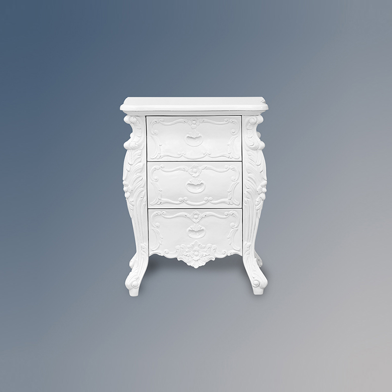 Louis XV Marguerite Bedside Cabinet in French White - Image 3
