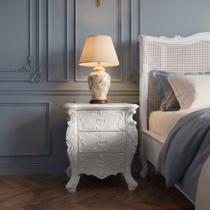 Louis XV Marguerite Bedside Cabinet in French White