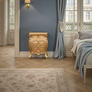 Louis XV Marguerite Bedside Cabinet in Gold Leaf