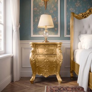 Louis XV Marguerite Bedside Cabinet in Gold Leaf