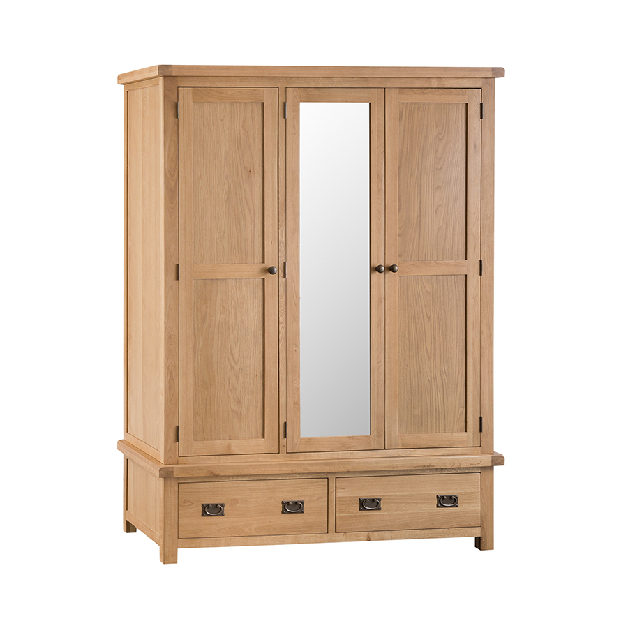 Oak 3 Door Wardrobe with Mirror – Cambridge Collection ...