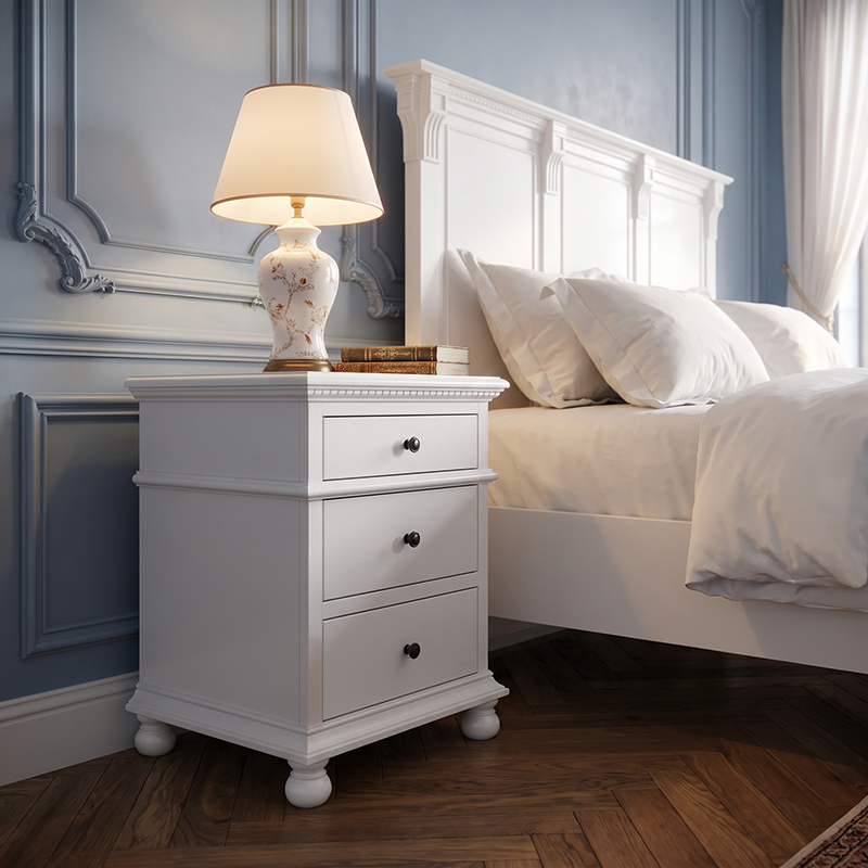 Louis XV Bourbon Bedside Cabinet in French White