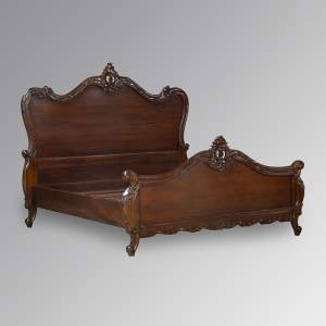 Louis XV Angelique Sleigh Bed in Chestnut Colour
