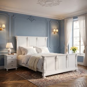 Louis XV Bourbon Sleigh Bed in French White