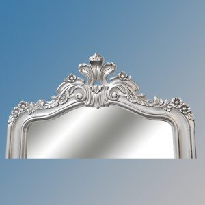 Louis XV Laura Floor Mirror in Silver Leaf