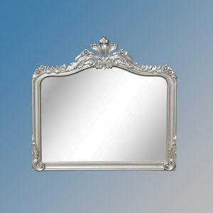 Louis XV Laura Over Mantle Carved Mirror in Silver Leaf