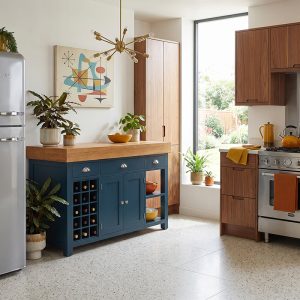 Butcher Block Kitchen Island Double Sided - Haigh Blue Colour