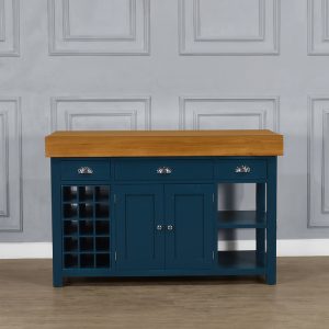 Butcher Block Kitchen Island Double Sided - Haigh Blue Colour