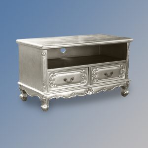 Louis XV Media Unit - Two Drawer in Silver Leaf