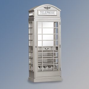 Drinks Cabinet - Iconic BT Telephone Box Style Bar in Silver Leaf