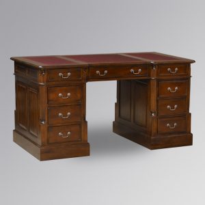 Partner Desk in Chestnut and Oxblood Faux Leather (150cm)