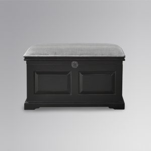 Versailles Blanket Box in French Noir with Grey Upholstered Seat