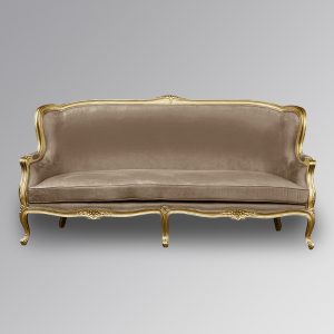 Louis XV Regal Chaise Longue in Gold Leaf with Glamour Sand Upholstery