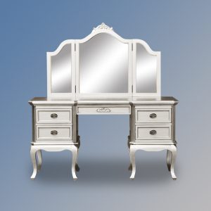 Chantilly Dressing Table & Triple Mirror - Silver Leaf