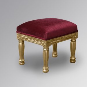 Louis XV Cleopatra Wedding Stool - Gold Leaf Frame with Wine Red Velvet