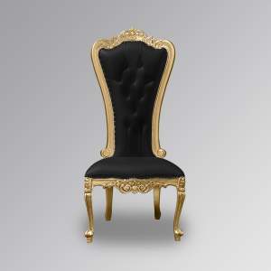Louis XV Lazarus Side Chair - Gold Frame & Black Velvet Upholstery