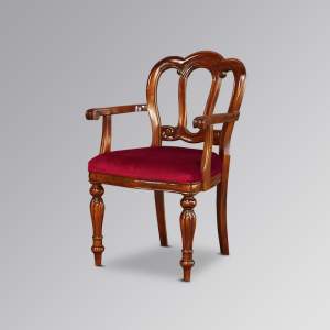 Admiralty Armchair with Wine Red Velvet - Chestnut Colour