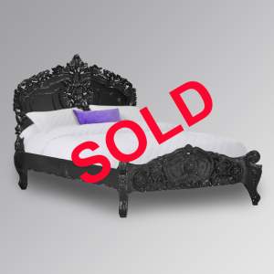 Rococo Sleigh Bed in French Noir - 4ft6