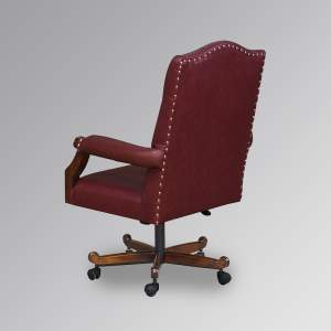 Chesterfield Chair - Mahogany Frame and Oxblood Faux Leather