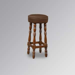 Saloon Bar Stool in Chestnut Colour &  Tan Faux Leather