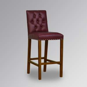 Ashford Chestnut Counter / Bar Stool in Oxblood Faux Leather