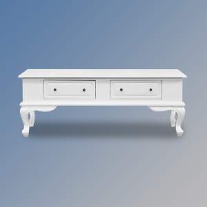 Louis XV Coffee Table - Cabriole Legs - 2 Drawers - French White