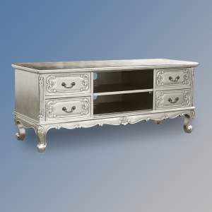 Louis XV Wide Screen TV Cabinet - Silver Leaf