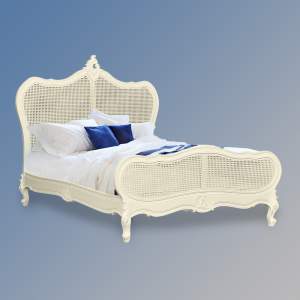 Louis XV Cadice- Low End Rattan Bed- French Ivory