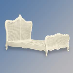Louis XV Cadice- Low End Rattan Bed- French Ivory
