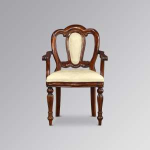 Admiralty Carver Chair with Ivory Damask Padded Back
