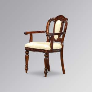 Admiralty Carver Chair with Ivory Damask Padded Back